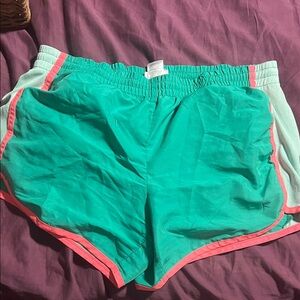 Danskin Teal Athletic Shorts with Pink Trim